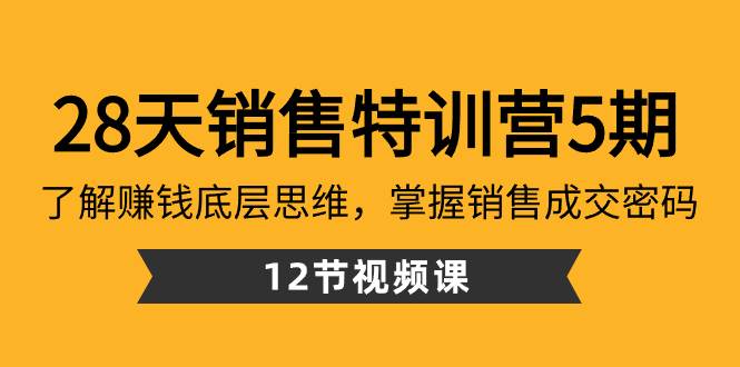 28天·销售特训营5期：了解赚钱底层思维，掌握销售成交密码（12节课）-墨昀爱搬砖