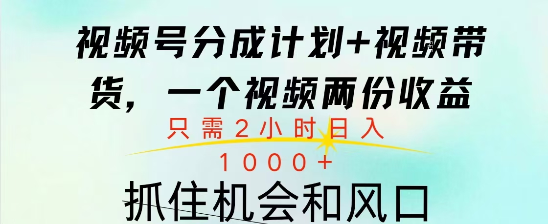 视频号橱窗带货， 10分钟一个视频， 2份收益，日入1000+-墨昀爱搬砖
