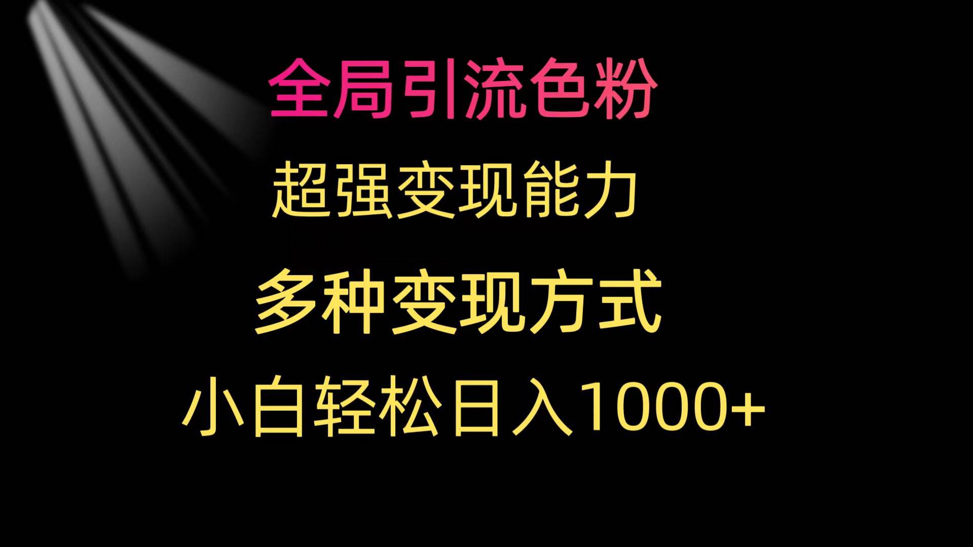 全局引流色粉 超强变现能力 多种变现方式 小白轻松日入1000+-墨昀爱搬砖