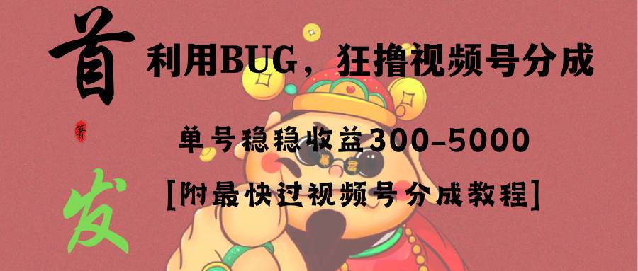 全网独家首发，视频号BUG，超短期项目，单号每日净收益300-5000！-墨昀爱搬砖