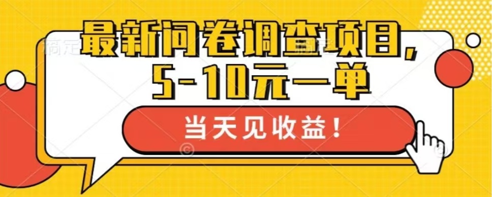 最新问卷调查项目，共12个平台，单日零撸100＋-墨昀爱搬砖