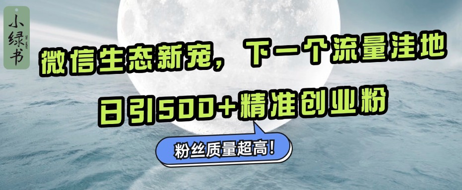 微信生态新宠小绿书：下一个流量洼地，粉丝质量超高，日引500+精准创业粉，-墨昀爱搬砖