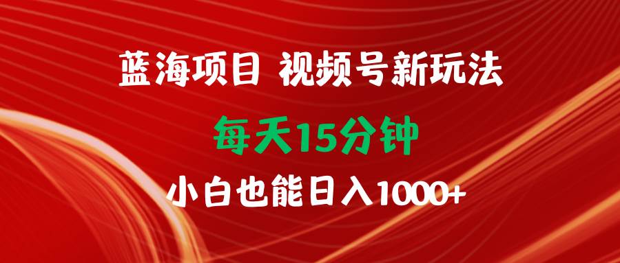 蓝海项目视频号新玩法 每天15分钟 小白也能日入1000+-墨昀爱搬砖
