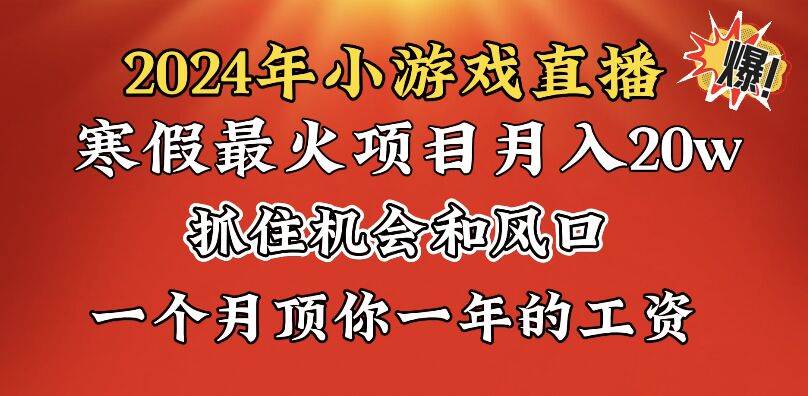 2024年寒假爆火项目，小游戏直播月入20w+，学会了之后你将翻身-墨昀爱搬砖