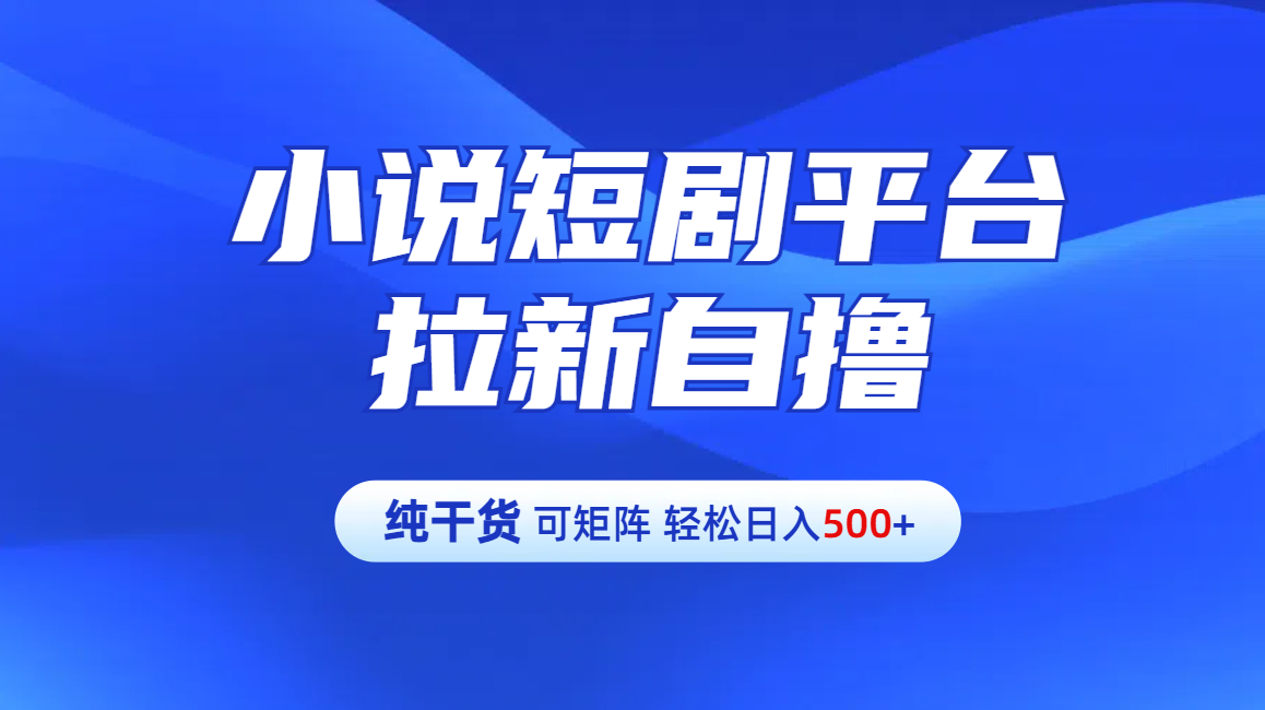 【纯干货】小说短剧平台拉新自撸玩法详解-单人轻松日入500+-墨昀爱搬砖