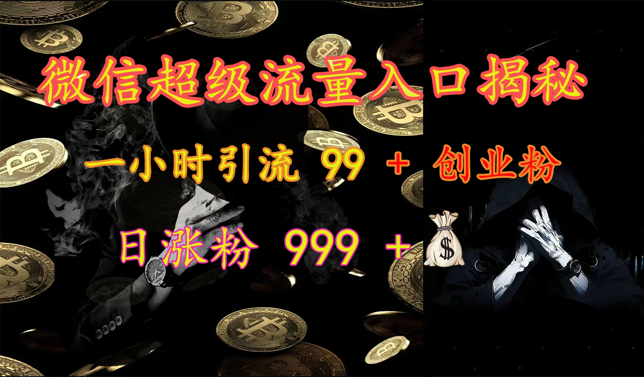 微信超级流量入口揭秘：一小时引流 99 + 创业粉，日涨粉 999 +【揭秘】-墨昀爱搬砖
