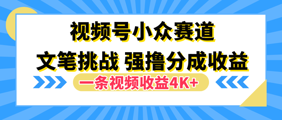 视频号小众赛道，文笔挑战，一条视频收益4K+-墨昀爱搬砖