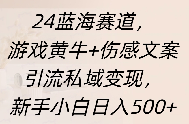 24蓝海赛道，游戏黄牛+伤感文案引流私域变现，新手日入500+-墨昀爱搬砖