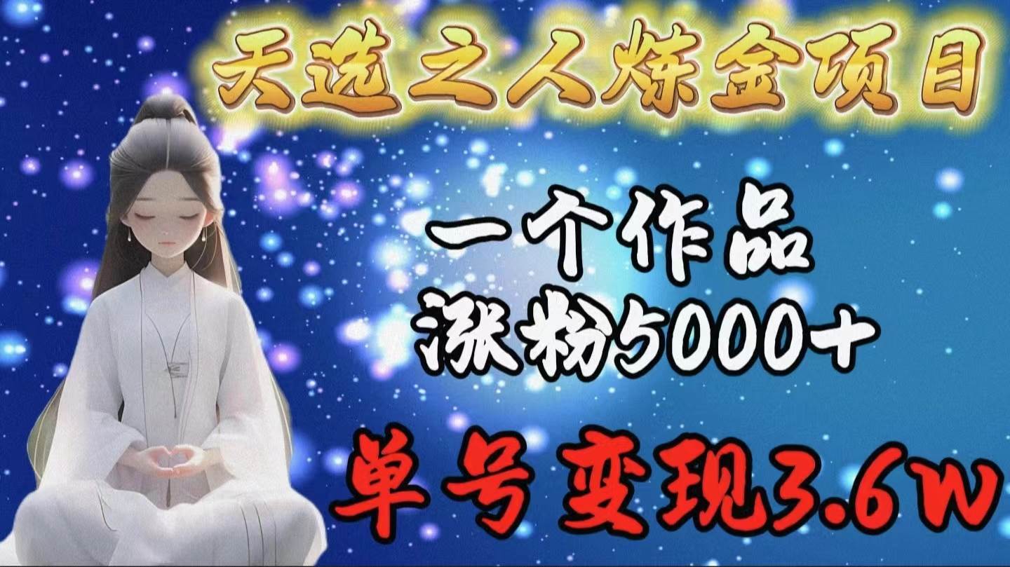 天选之人炼金项目，一个作品涨粉5000+，单号变现3.6w-墨昀爱搬砖