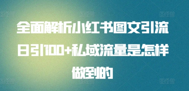 暴力引流 小红书图文引流日引100私域全面拆解【打粉人必看】-墨昀爱搬砖