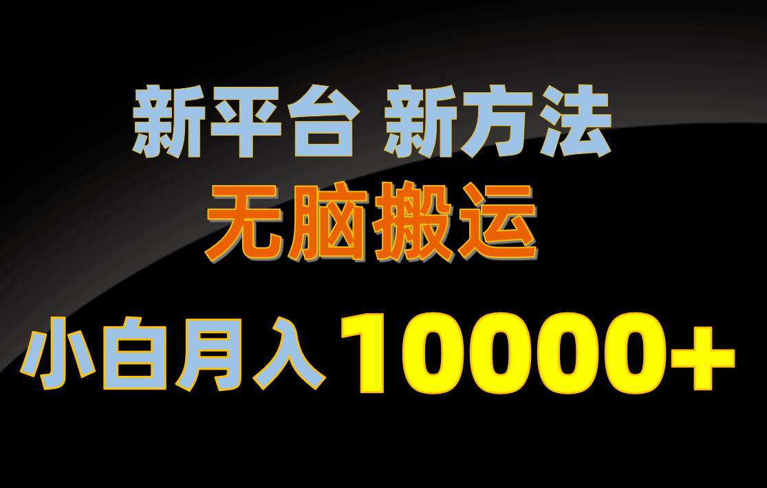 新平台新方法，无脑搬运，月赚10000+，小白轻松上手不动脑-墨昀爱搬砖