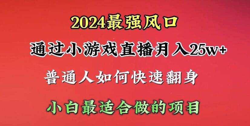 2024年最强风口，通过小游戏直播月入25w+单日收益5000+小白最适合做的项目-墨昀爱搬砖