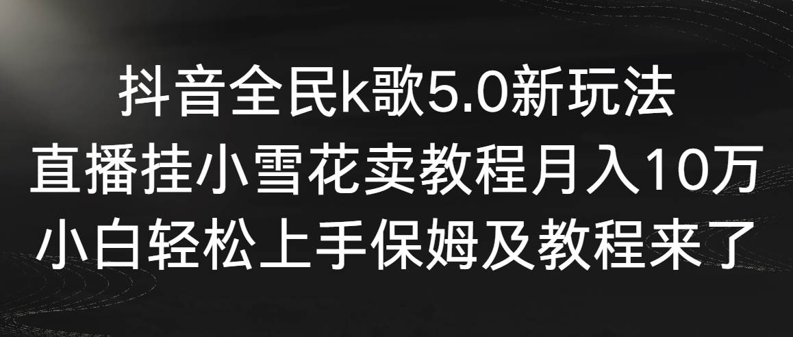 抖音全民k歌5.0新玩法，直播挂小雪花卖教程月入10万，小白轻松上手，保…-墨昀爱搬砖
