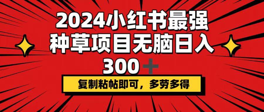 2024小红书最强种草项目，无脑日入300+，复制粘帖即可，多劳多得-墨昀爱搬砖