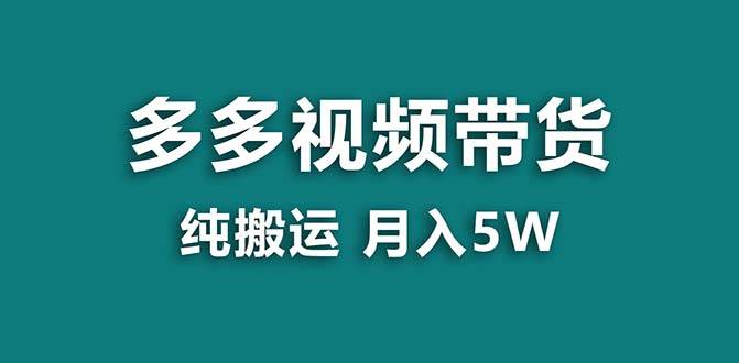 【蓝海项目】拼多多视频带货 纯搬运一个月搞了5w佣金，小白也能操作 送工具-墨昀爱搬砖