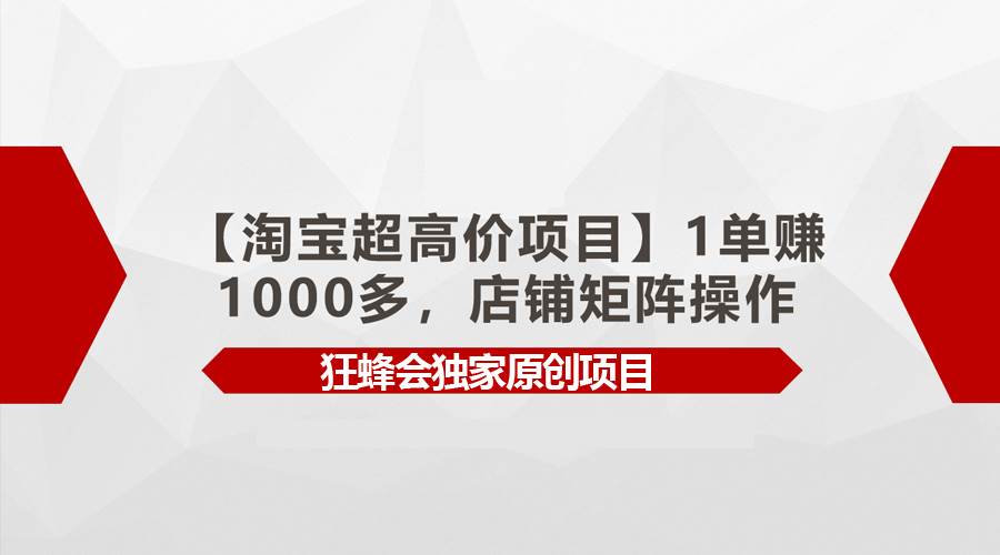 【淘宝超高价项目】1单赚1000多，店铺矩阵操作-墨昀爱搬砖
