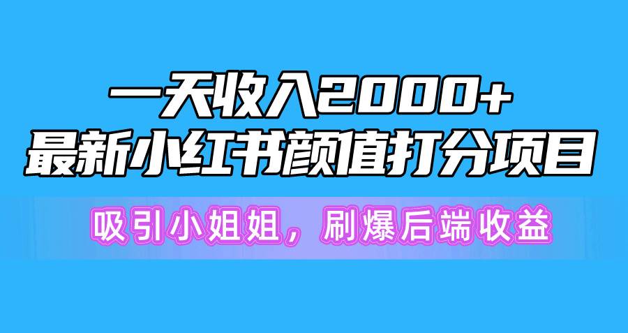 一天收入2000+，最新小红书颜值打分项目，吸引小姐姐，刷爆后端收益-墨昀爱搬砖