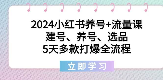 2024小红书养号+流量课：建号、养号、选品，5天多款打爆全流程-墨昀爱搬砖