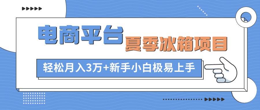 电商平台夏季冰箱项目，轻松月入3万+，新手小白极易上手-墨昀爱搬砖