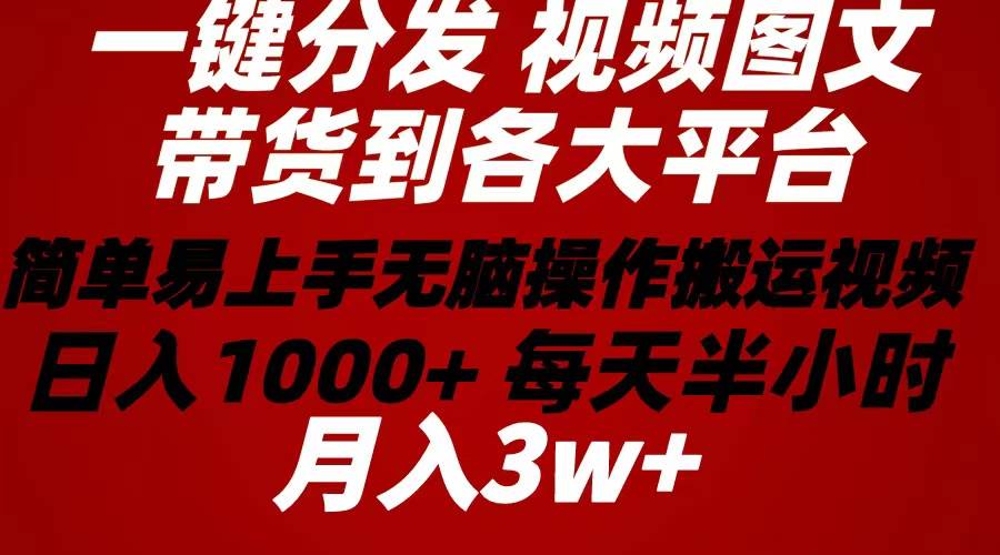 2024年 一键分发带货图文视频  简单易上手 无脑赚收益 每天半小时日入1…-墨昀爱搬砖