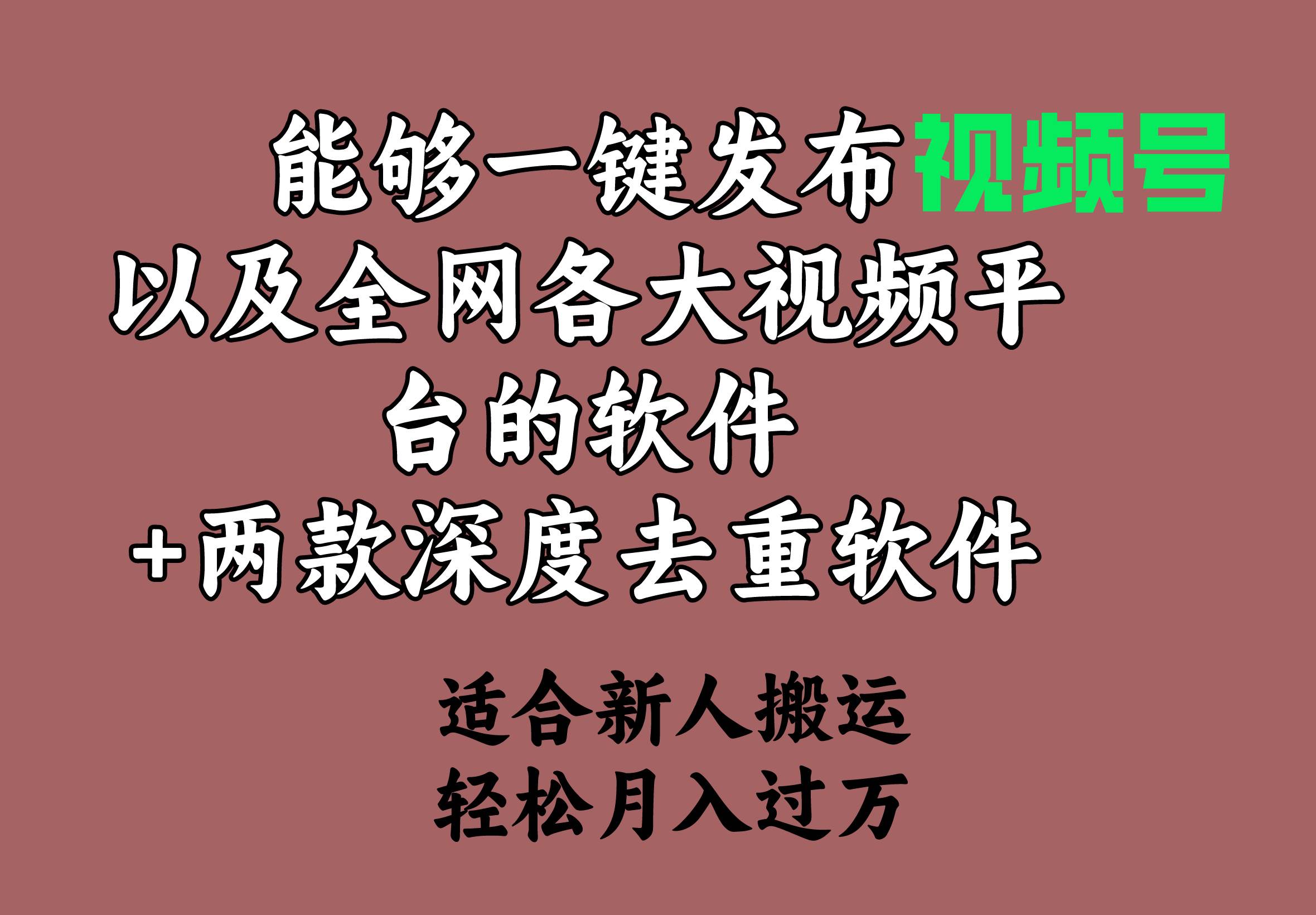 能够一键发布视频号以及全网各大视频平台的软件+两款深度去重软件 适合…-墨昀爱搬砖