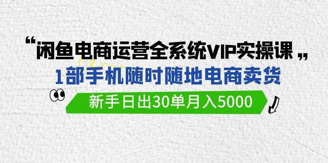 闲鱼电商运营全系统VIP实战课，1部手机随时随地卖货，新手日出30单月入5000-墨昀爱搬砖