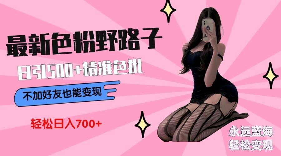 最新色粉变现野路子，日引500+老色批 可不加好友直接变现 小白轻松日入700+-墨昀爱搬砖