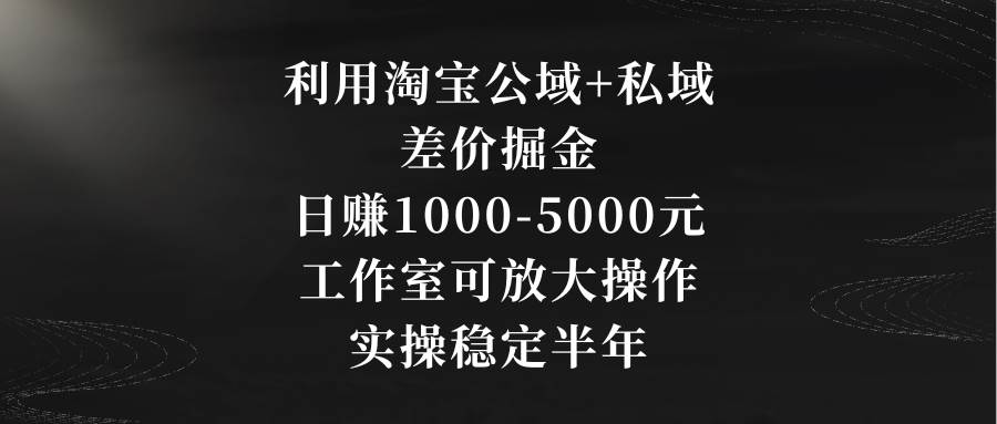 利用淘宝公域+私域差价掘金，日赚1000-5000元，工作室可放大操作，实操…-墨昀爱搬砖