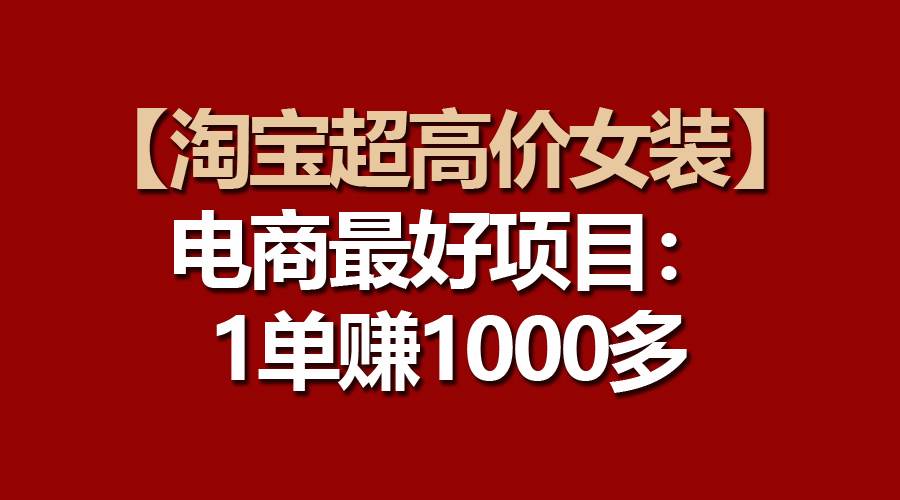 【淘宝超高价女装】电商最好项目：一单赚1000多-墨昀爱搬砖