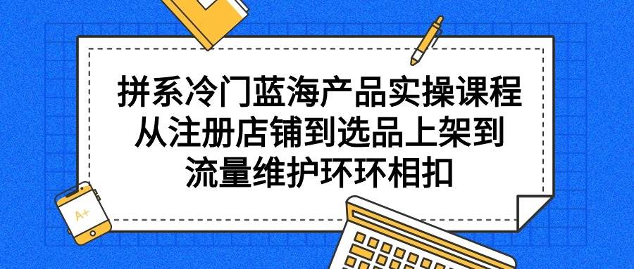 拼系冷门蓝海产品实操课程，从注册店铺到选品上架到流量维护环环相扣-墨昀爱搬砖