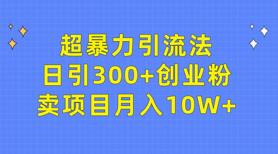 超暴力引流法，日引300+创业粉，卖项目月入10W+-墨昀爱搬砖