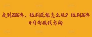 走到2025年，短剧还能怎么玩？短剧25年4月份搞钱方向-墨昀爱搬砖