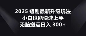 2025短剧最新升级玩法，小白也能快速上手，无脑搬运日入300+-墨昀爱搬砖