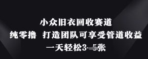 小众旧衣回收赛道，纯零撸 打造团队可享受管道收益，一天轻松3张-墨昀爱搬砖
