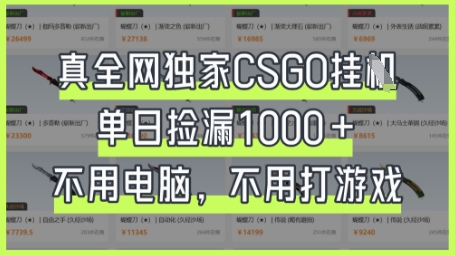 真全网独家CSGO挂G，单日捡漏1k+【揭秘】
