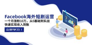 Facebook海外短剧运营：一个月涨粉10万，从0基础到实战，快速实现收入到账-墨昀爱搬砖