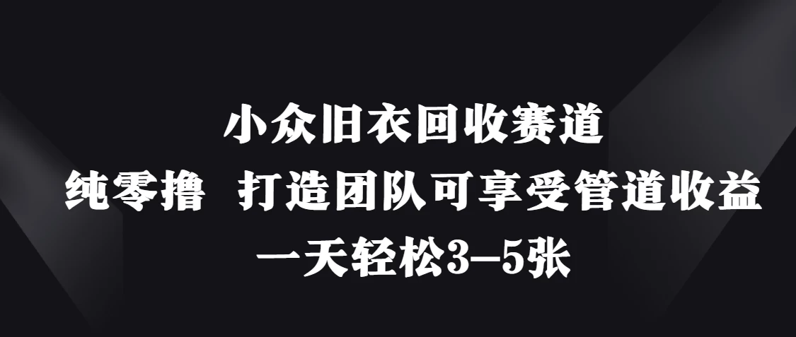 小众旧衣回收赛道，纯零撸 打造团队可享受管道收益，一天轻松3-5张-墨昀爱搬砖