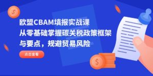 欧盟CBAM填报实战课，从零基础掌握碳关税政策框架与要点，规避贸易风险-墨昀爱搬砖
