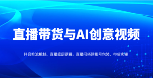 直播带货与AI创意视频，抖音推流机制、直播底层逻辑，直播间搭建账号包装、带货实操-墨昀爱搬砖