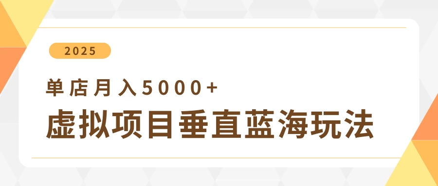 4月虚拟项目垂直玩法，冷门爆品+垂直蓝海，单店月入5000+-墨昀爱搬砖