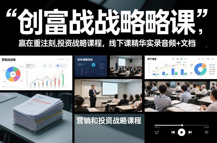 创富战略课，赢在重注时刻，营销和投资战略课程，线下课精华实录音频+文档-墨昀爱搬砖