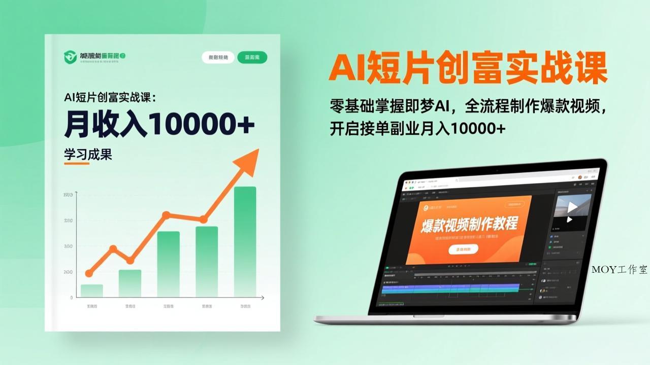 AI短片创富实战课：零基础掌握即梦AI，全流程制作爆款视频，开启接单副业月入10000+(更新-墨昀爱搬砖