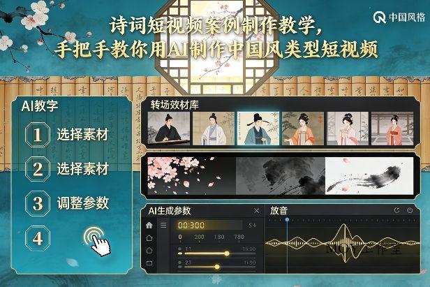 古诗词短视频案例制作教学，手把手教你用AI制作中国风类型短视频-墨昀爱搬砖