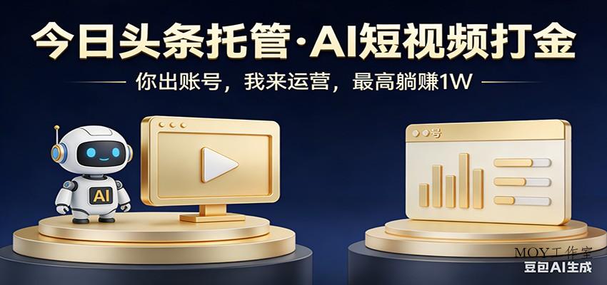 头条号AI托管，我提供作品，你提供账号，每天5分钟发布，小白躺赚3000+-墨昀爱搬砖