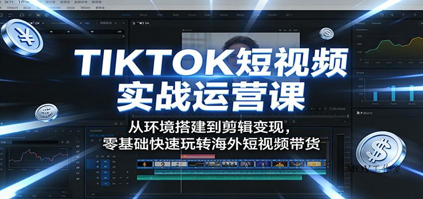 TIKTOK短视频实战运营课：从环境搭建到剪辑变现，零基础快速玩转海外短视频带货-墨昀爱搬砖