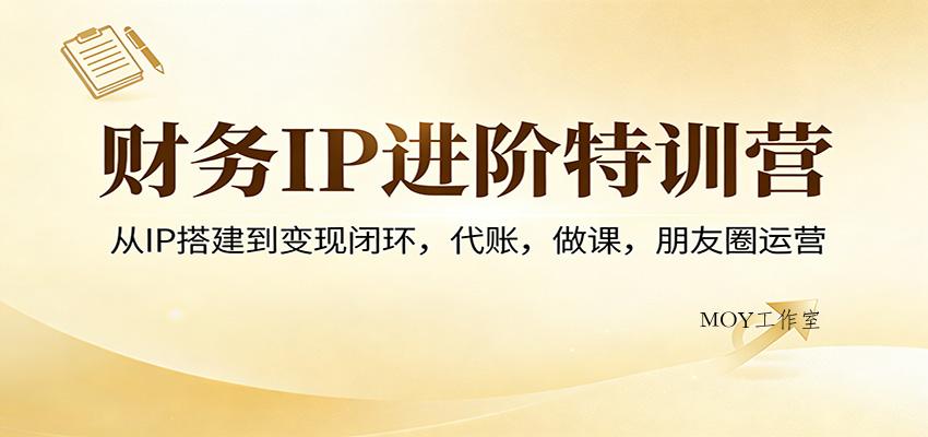 财务IP进阶特训营：从IP搭建到变现闭环，代账，做课，朋友圈运营-墨昀爱搬砖