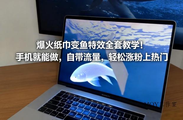爆火纸巾变鱼特效全套教学！手机就能做，自带流量，轻松涨粉上热门-墨昀爱搬砖