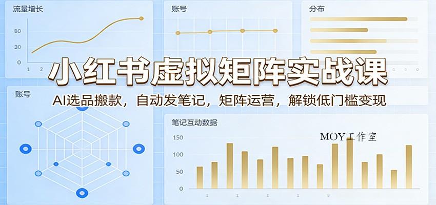 小红书虚拟矩阵实战课：AI选品搬款，自动发笔记，矩阵运营，解锁低门槛变现-墨昀爱搬砖