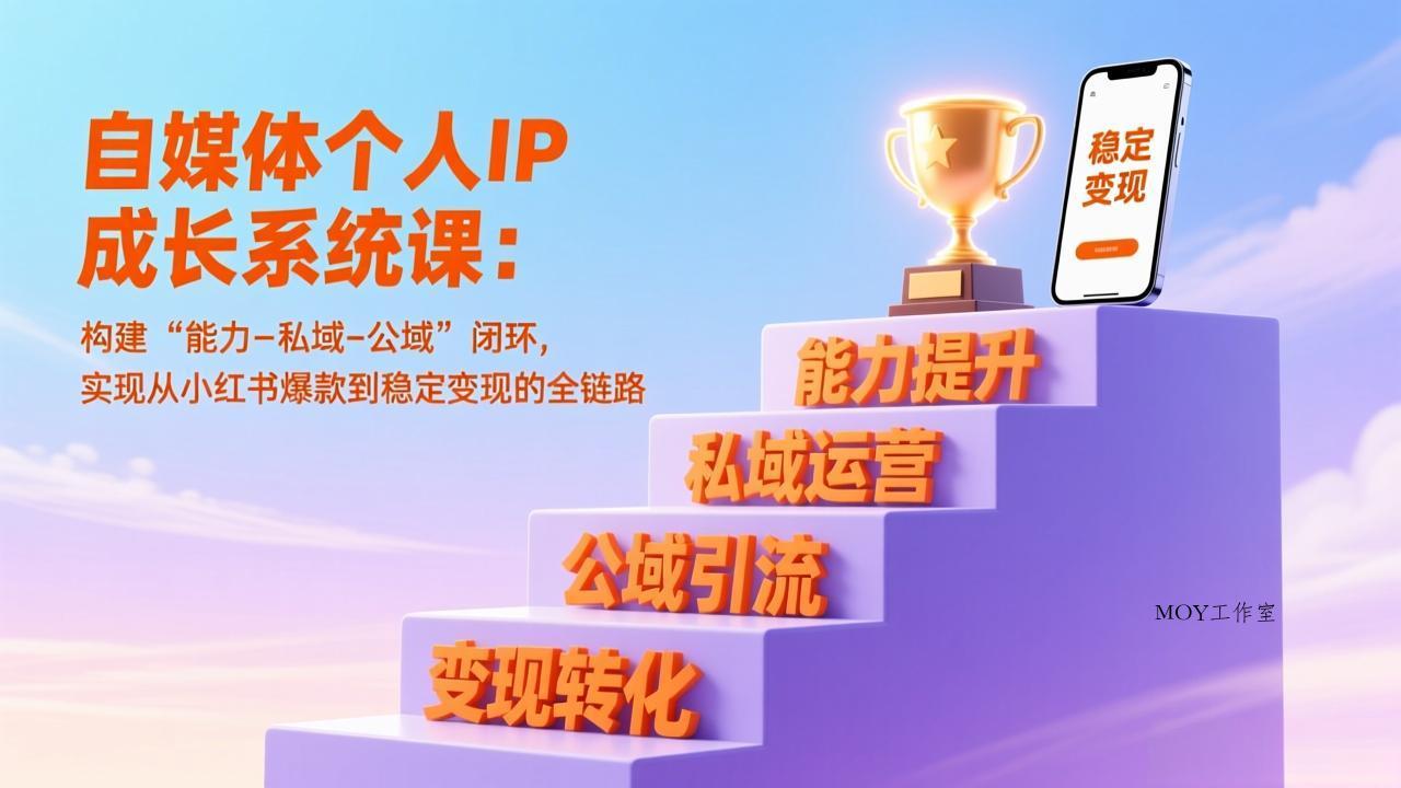 自媒体个人IP成长系统课：构建“能力-私域-公域”闭环，实现从小红书爆款到稳定变现的全链路-墨昀爱搬砖