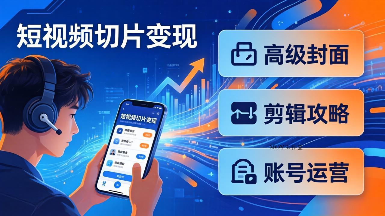 短视频切片变现速成班2.0：高级封面+剪辑攻略+账号运营，0基础小白快速入局副业-墨昀爱搬砖